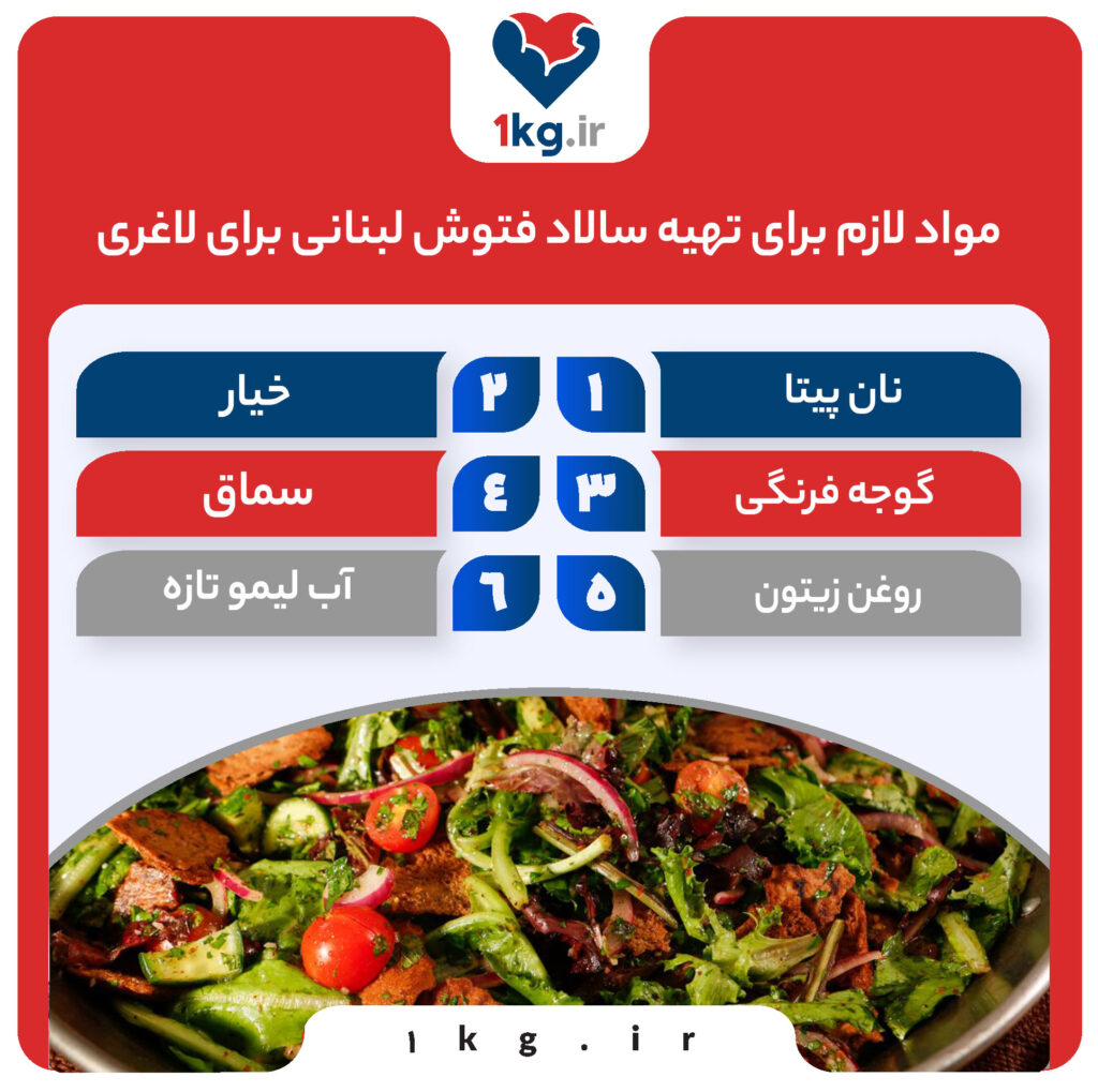 سالاد فتوش لبنانی، طرز تهیه و خواص