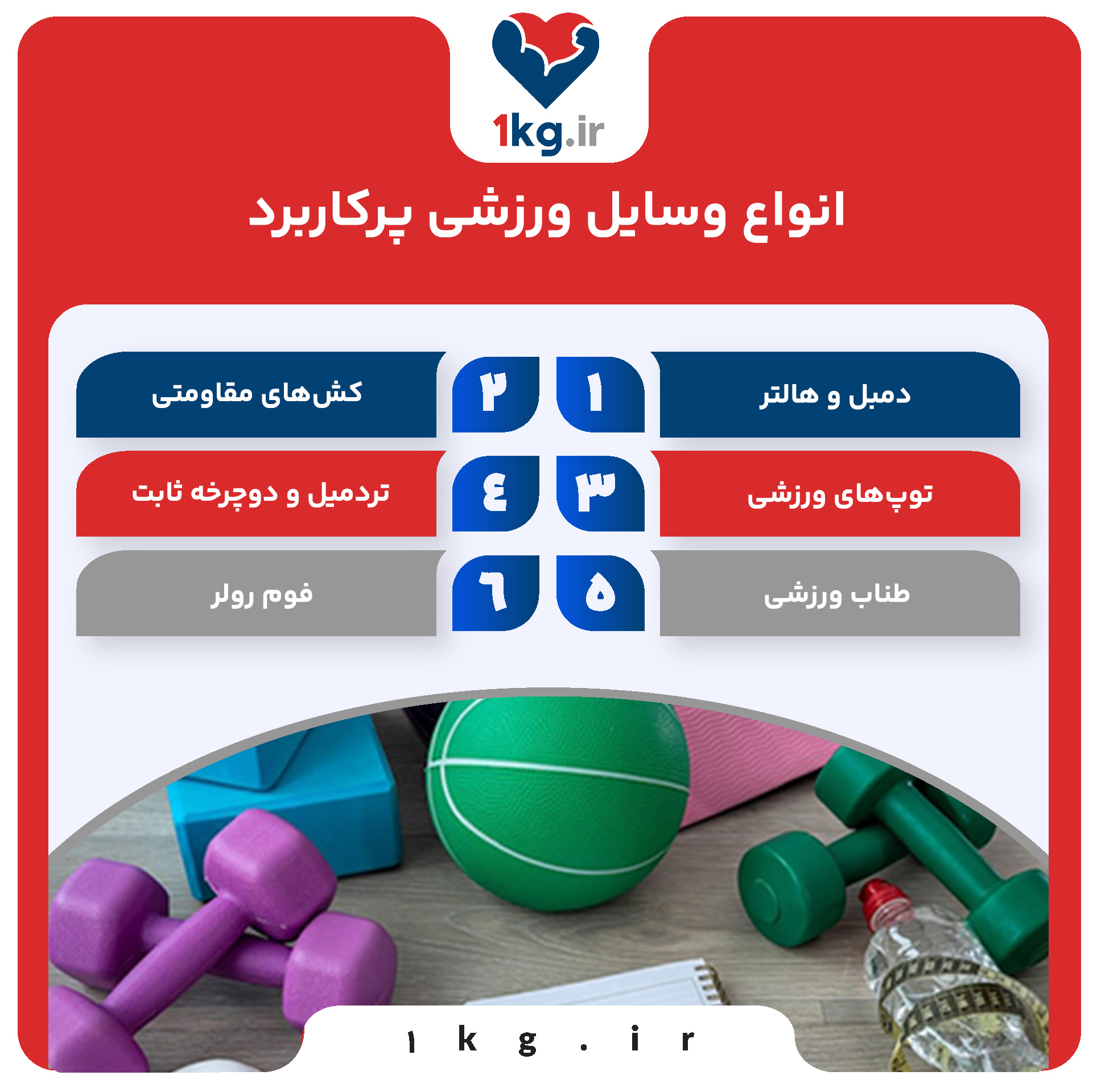 انواع وسایل ورزشی پرکاربرد؛ راهنمای کامل برای ورزشکاران 26 انواع وسایل ورزشی پرکاربرد