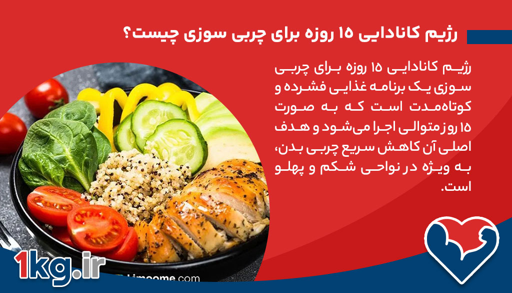 رژیم کانادایی ۱۵ روزه برای چربی سوزی: راهنمای جامع و کامل 26 رژیم کانادایی ۱۵ روزه برای چربی سوزی چیست؟