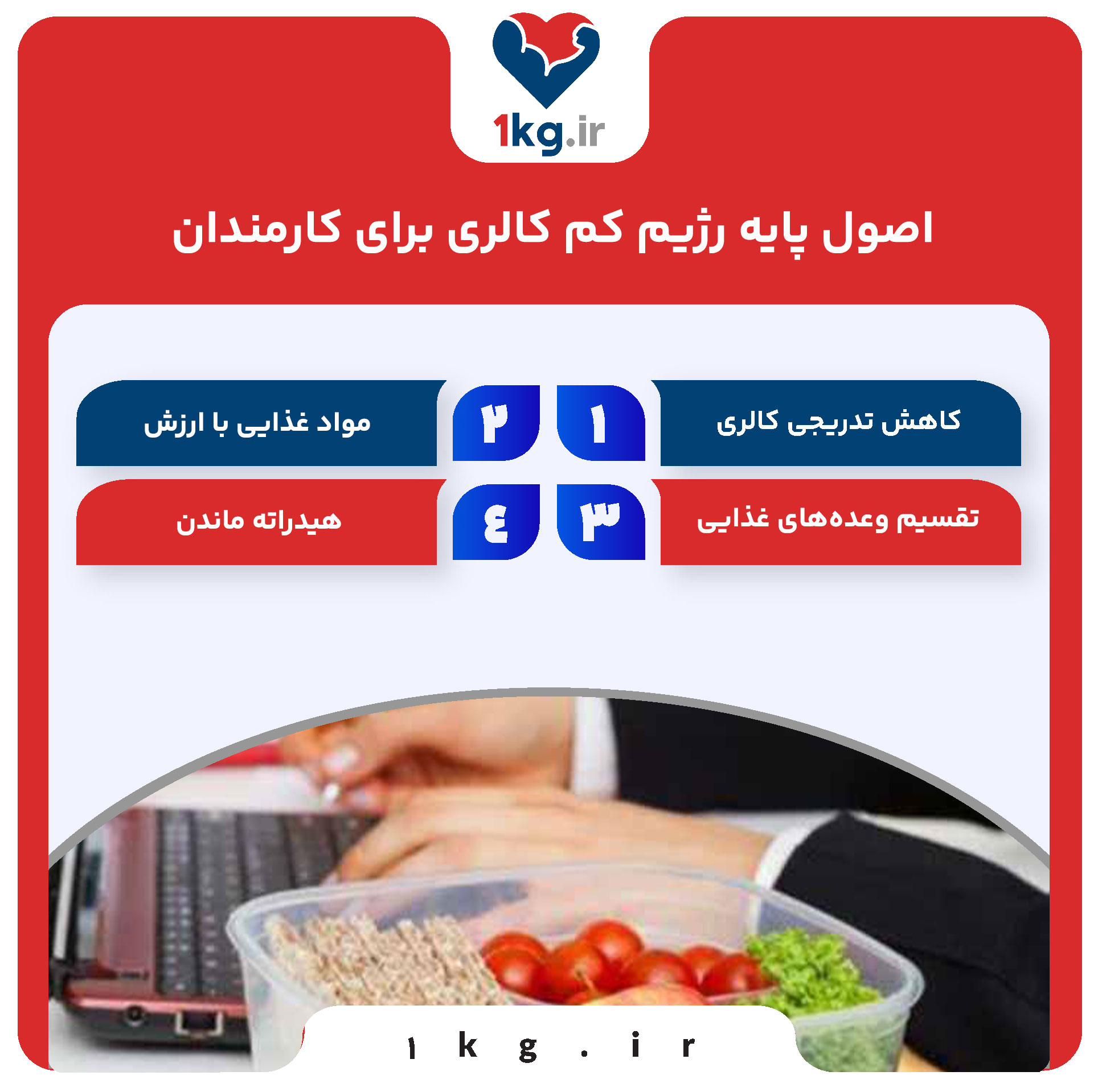 رژیم کم کالری برای کارمندان: راهنمای جامع کاهش وزن و حفظ انرژی در محیط کار 27 اصول پایه رژیم کم کالری برای کارمندان