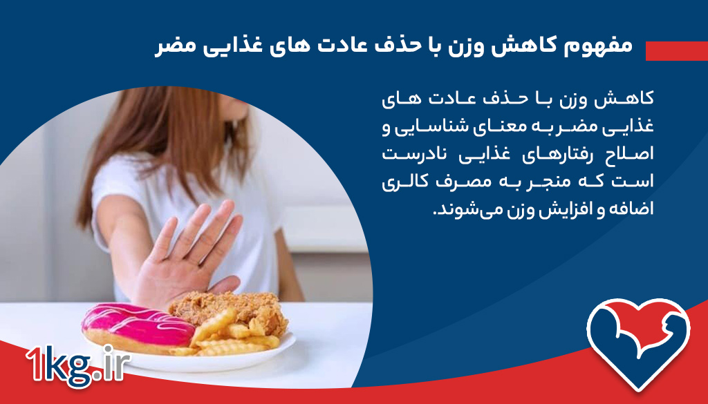 کاهش وزن با حذف عادت های غذایی مضر: راهنمای کامل برای سبک زندگی سالم 26 مفهوم کاهش وزن با حذف عادت های غذایی مضر